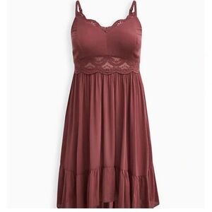 NWT Torrid Hanky Hem Gauze Mini Dress Purple Mauve Brown sz. 1